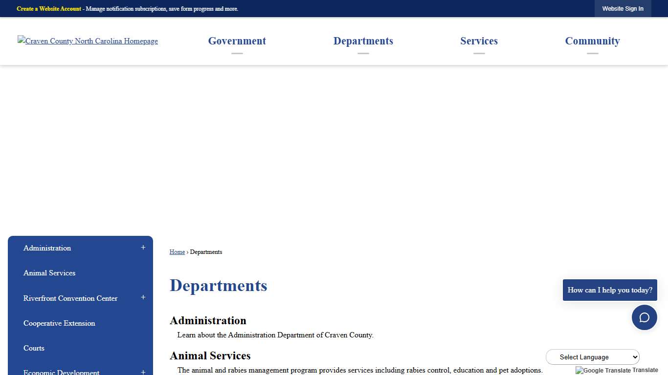 Departments Craven County