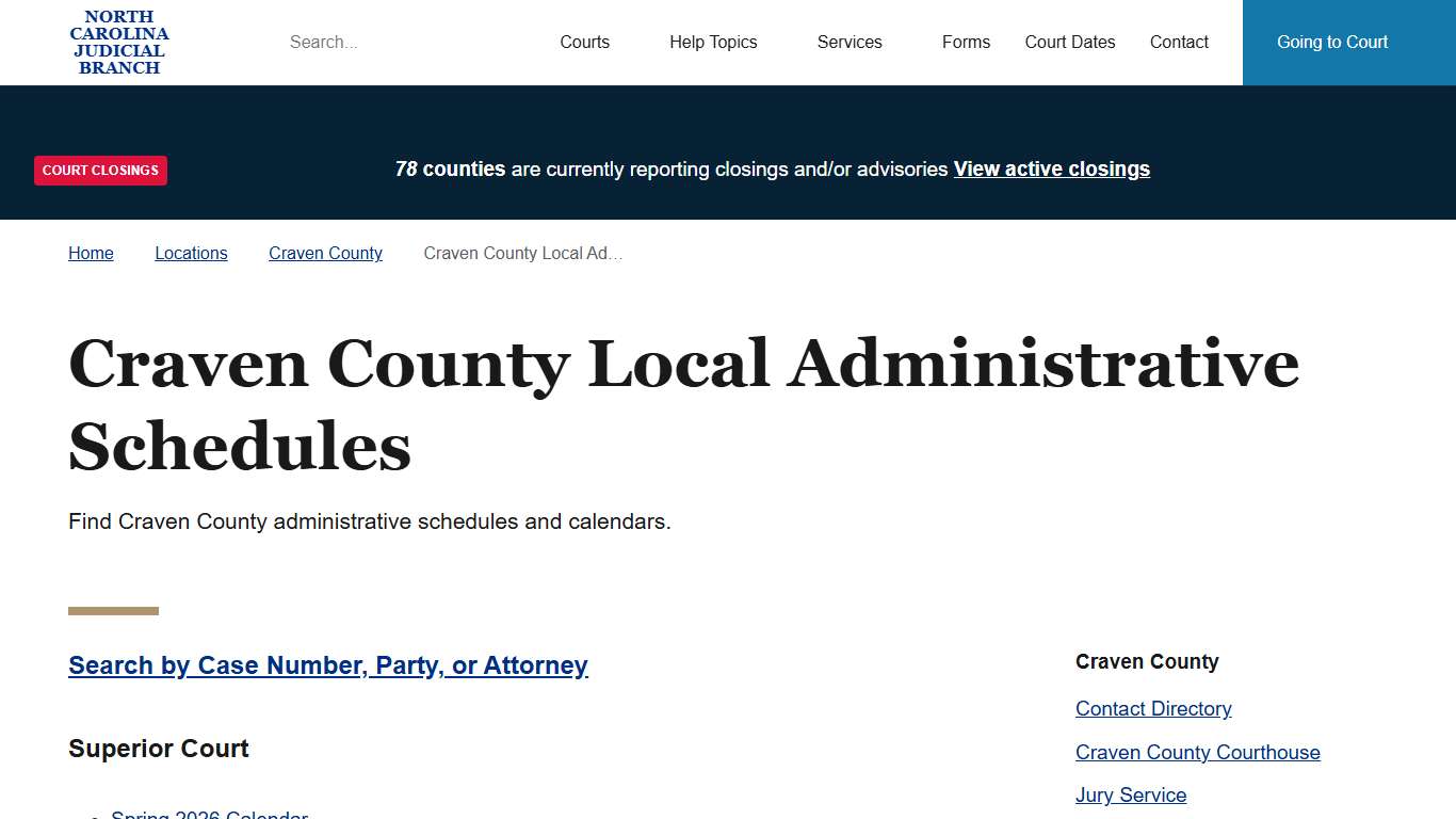 Craven County Local Administrative Schedules North Carolina Judicial Branch